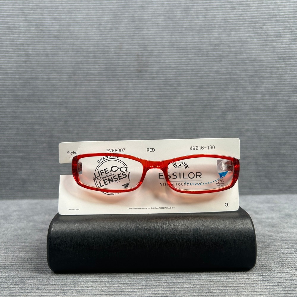 Essilor EVF8007 Y2K Red Rectangular Eyeglass Frames 49-16-130